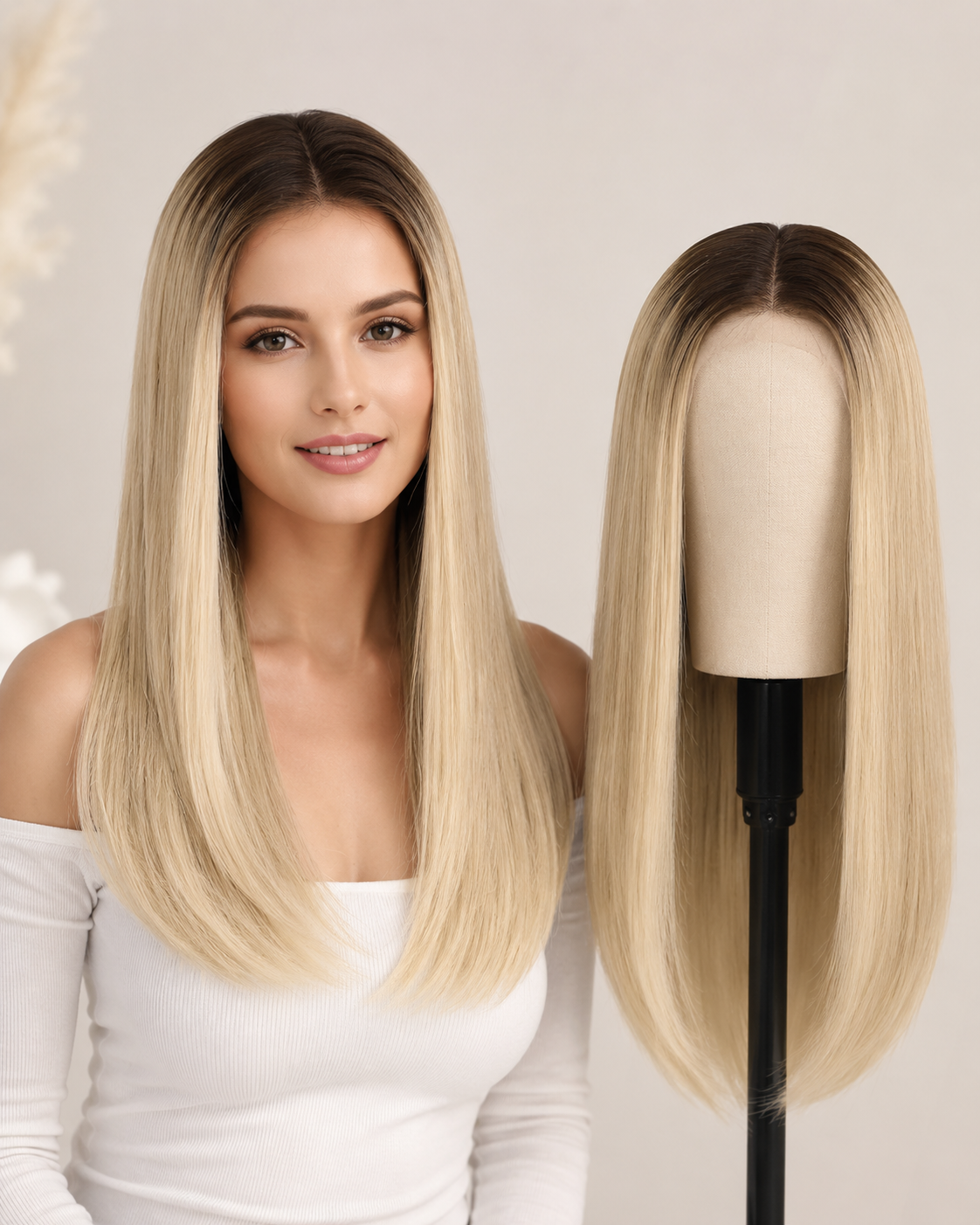 Glueless Lace Front Hárkolla – Rooted Blonde