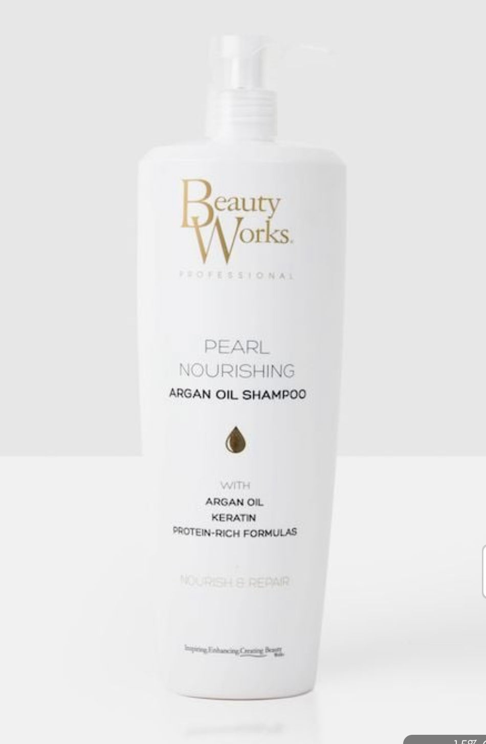 BEAUTY WORKS SALON SIZE PEARL NOURISHING ARGAN OIL SHAMPOO 1 LITRE