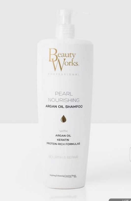 BEAUTY WORKS SALON SIZE PEARL NOURISHING ARGAN OIL SHAMPOO 1 LITRE