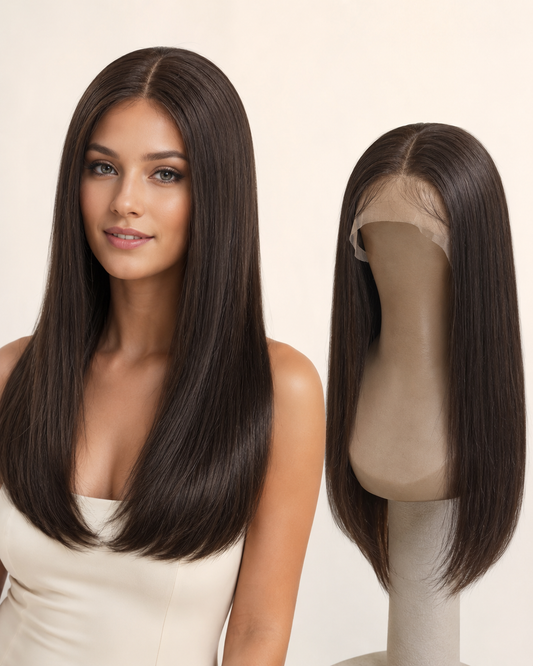Glueless Lace Front Hárkolla – Brún Slétt